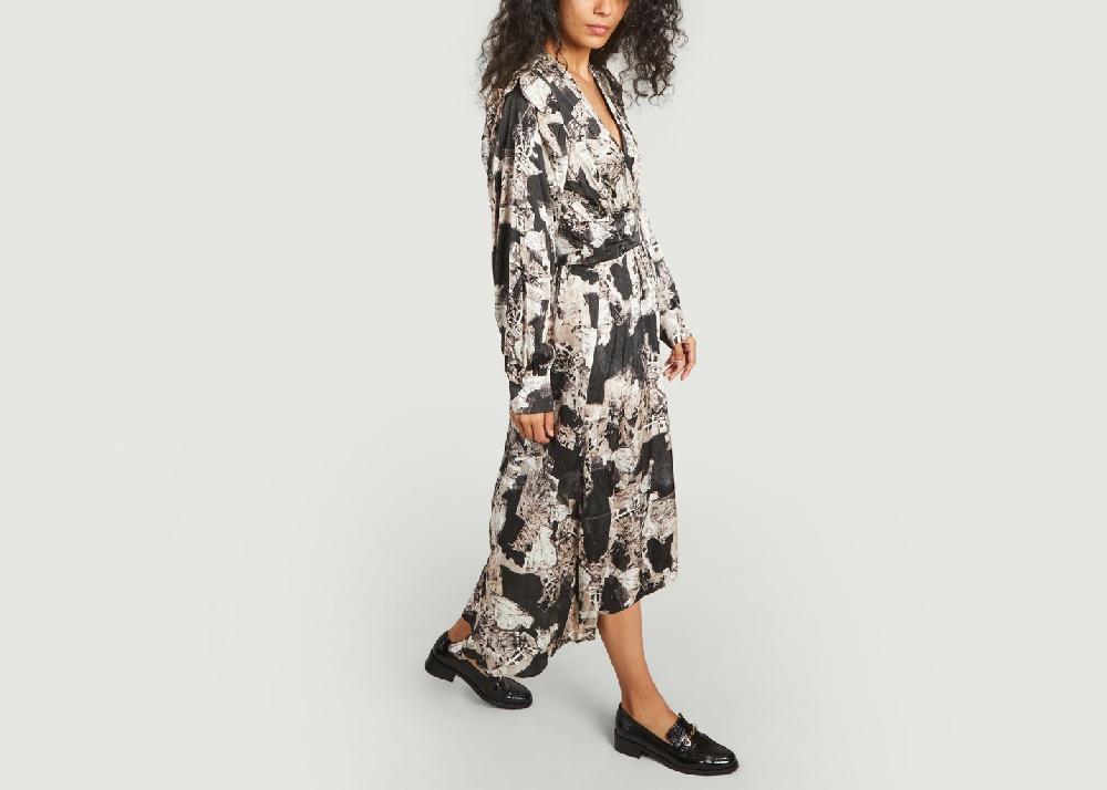 L'exception Robe Longue Imprimée Nuna Noir IRO Paris