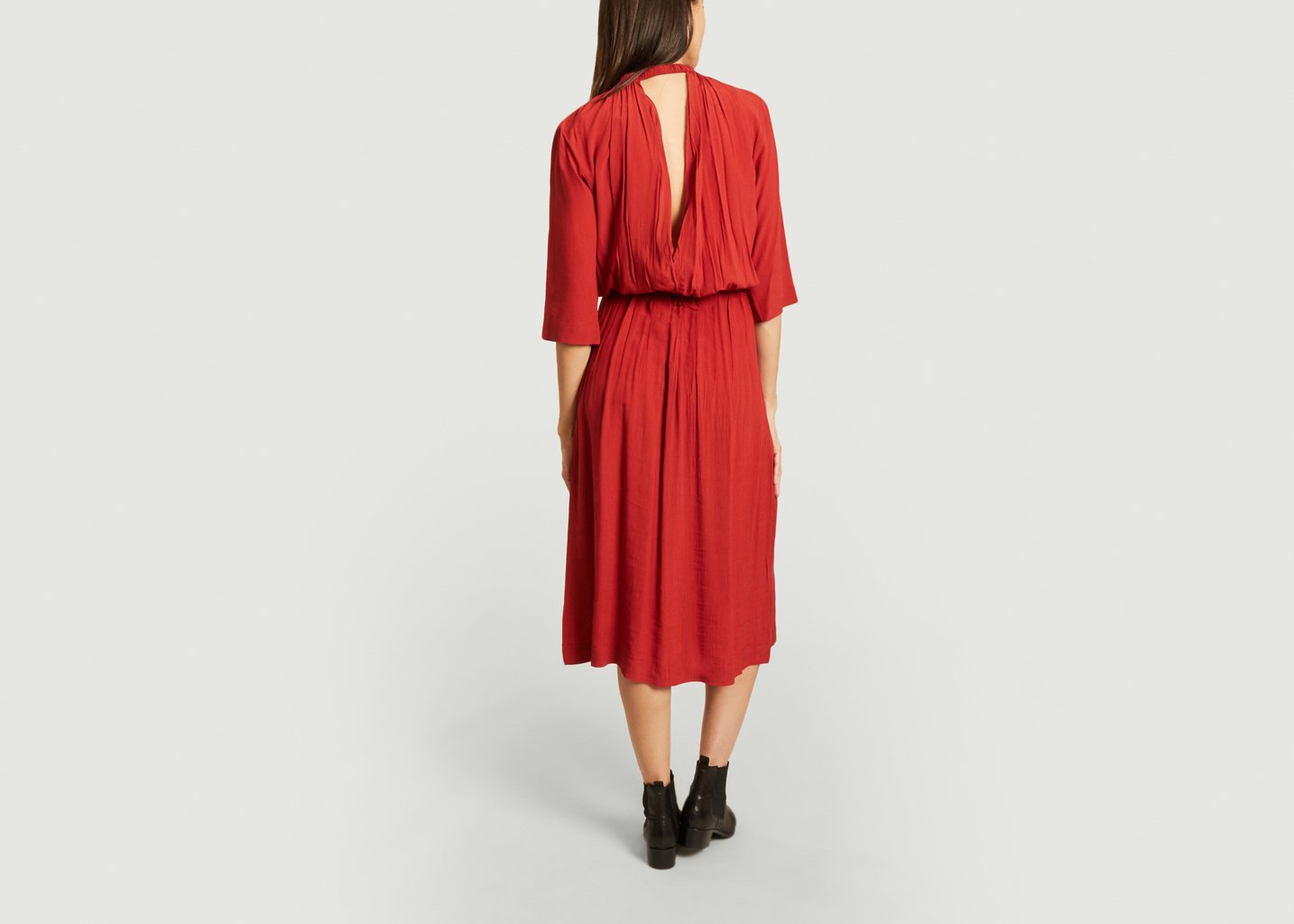 L'exception Robe Longue Manches 3/4 Piaf Rouge Karma Koma