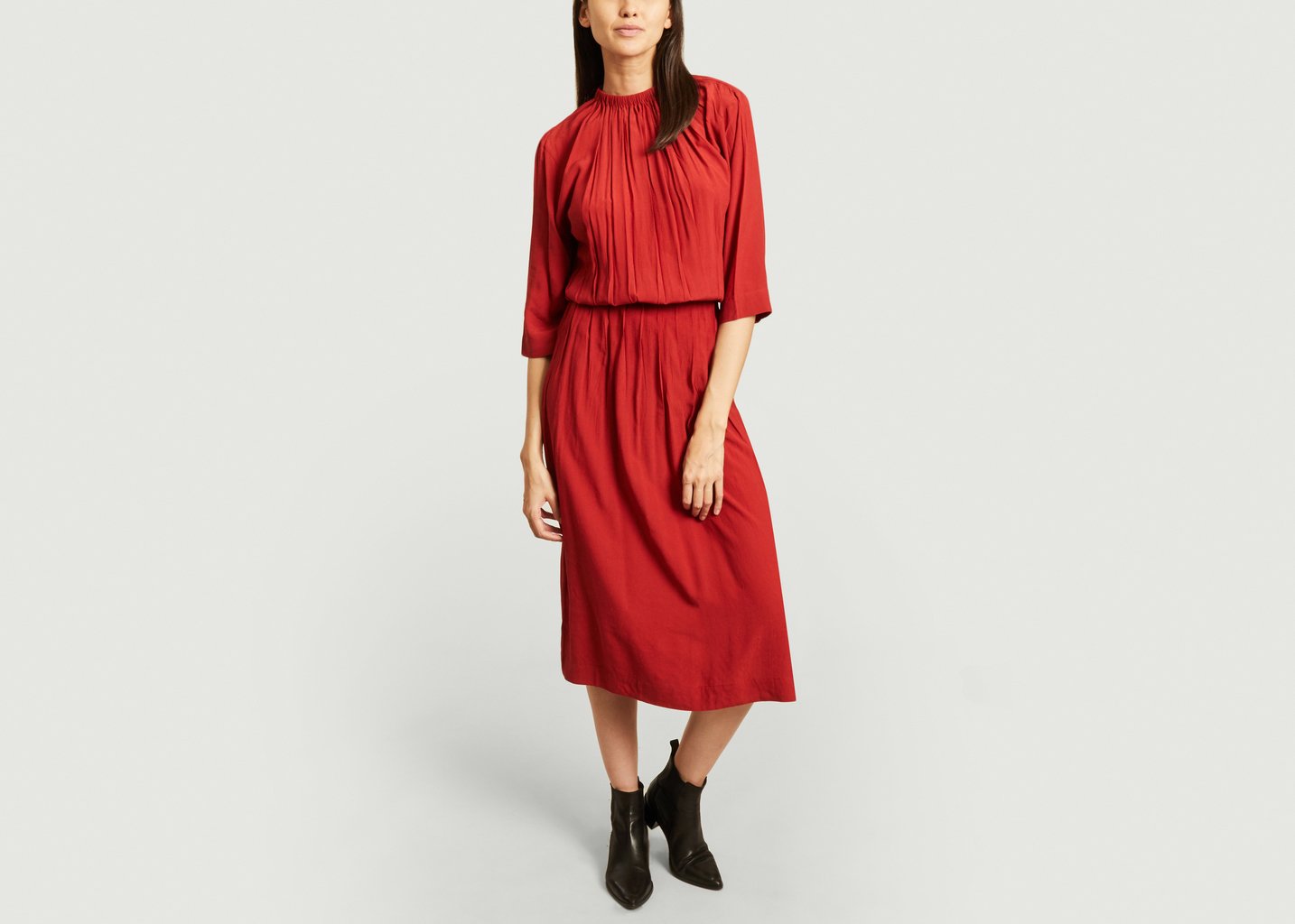 l'exception Robe longue manches 3/4 Piaf Rouge Karma Koma
