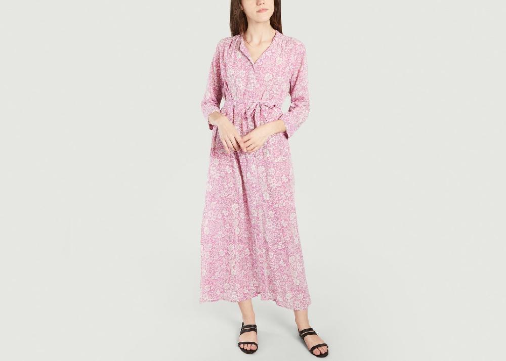 L'exception Robe Longue Motif Fleuri Tamara Violet Petite Mendigote Paris