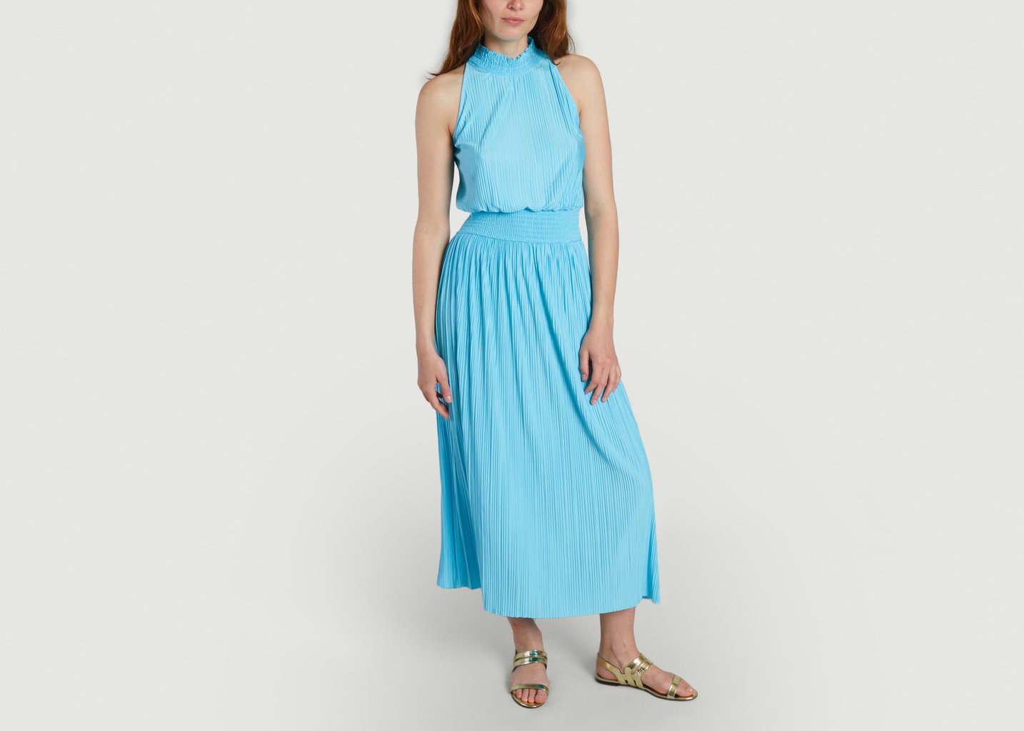 L'exception Robe Longue Plissée Sans Manche Uma Turquoise Samsoe & Samsoe