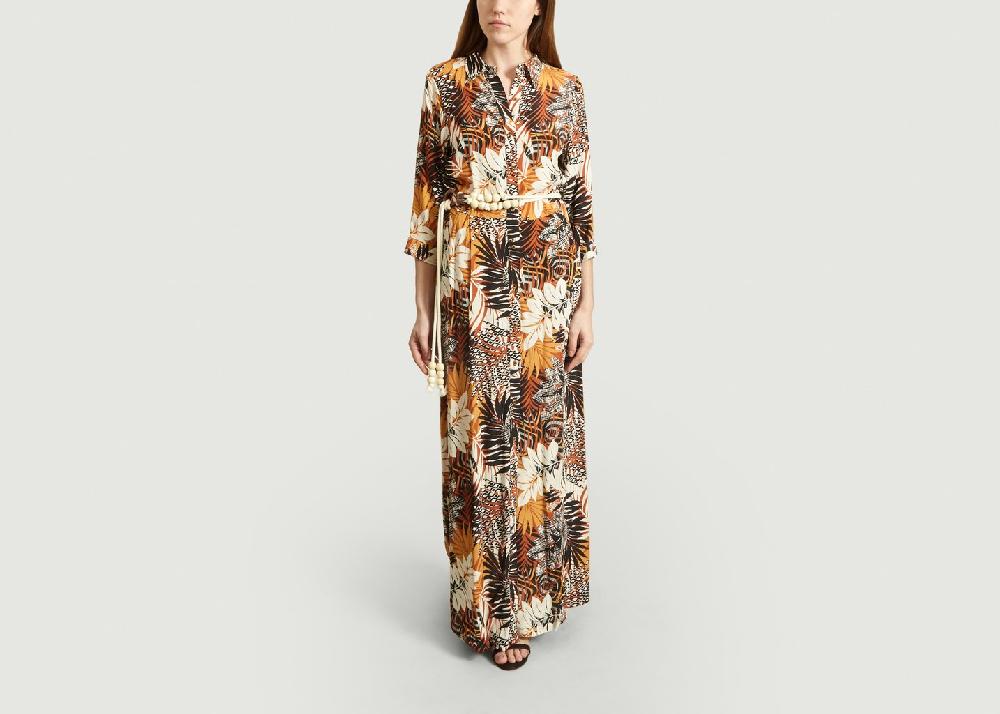 L'exception Robe Longue Relachée à Détail Ceinture Multicolore La Petite Française