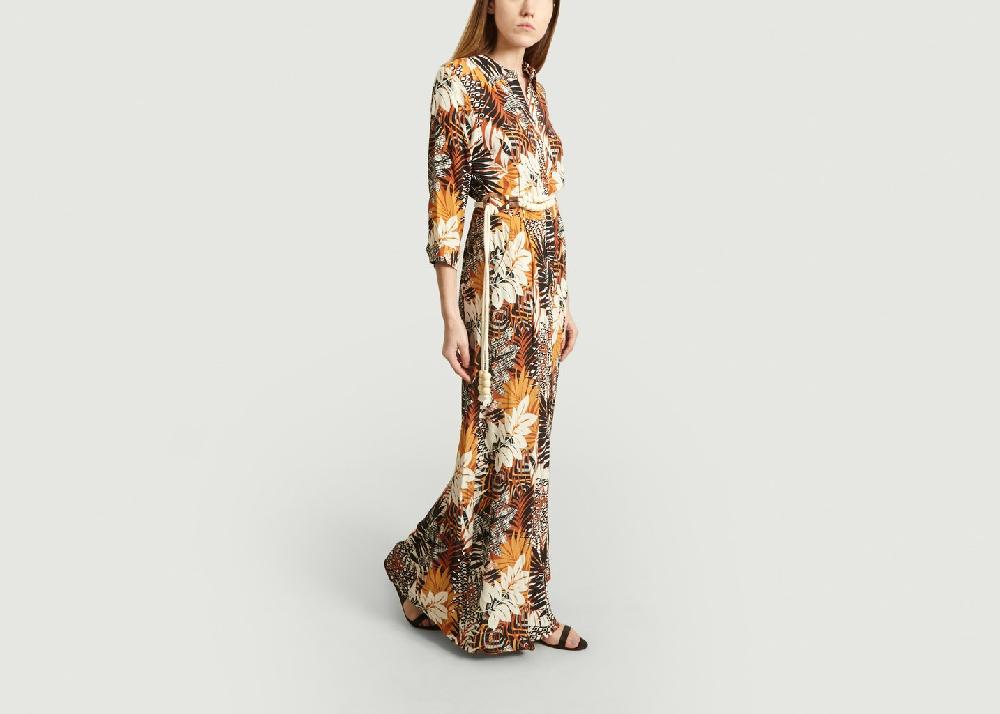L'exception Robe Longue Relachée à Détail Ceinture Multicolore La Petite Française