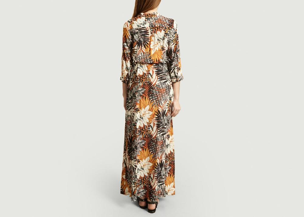L'exception Robe Longue Relachée à Détail Ceinture Multicolore La Petite Française