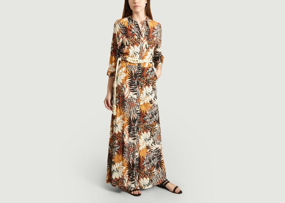 l'exception Robe longue Relachée à détail ceinture Multicolore La Petite Française