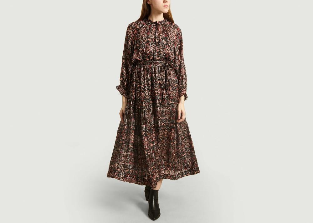 L'exception Robe Longue Signe Lurex Noir Second Female