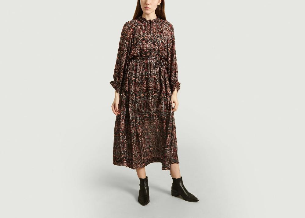 l'exception Robe Longue Signe Lurex Noir Second Female