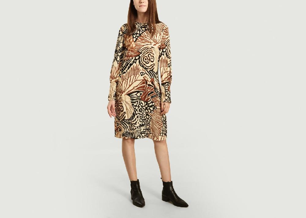 L'exception Robe Manches Longues Imprimée Sète Caramel By Malene Birger