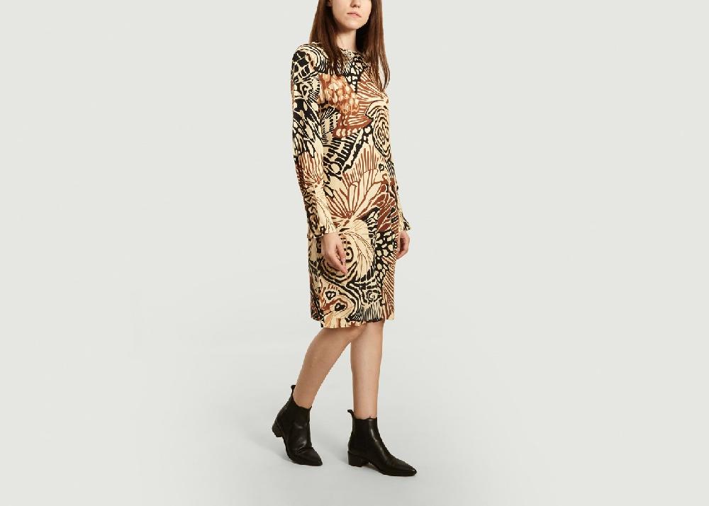 L'exception Robe Manches Longues Imprimée Sète Caramel By Malene Birger