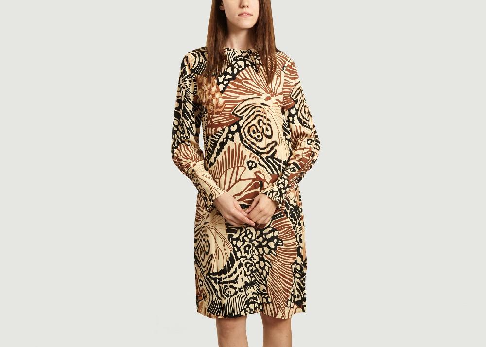 l'exception Robe manches longues imprimée Sète Caramel By Malene Birger