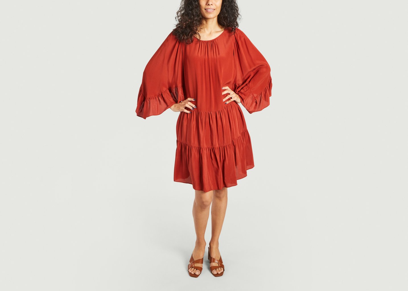 L'exception Robe Manches Volantées Rouge See By Chloé