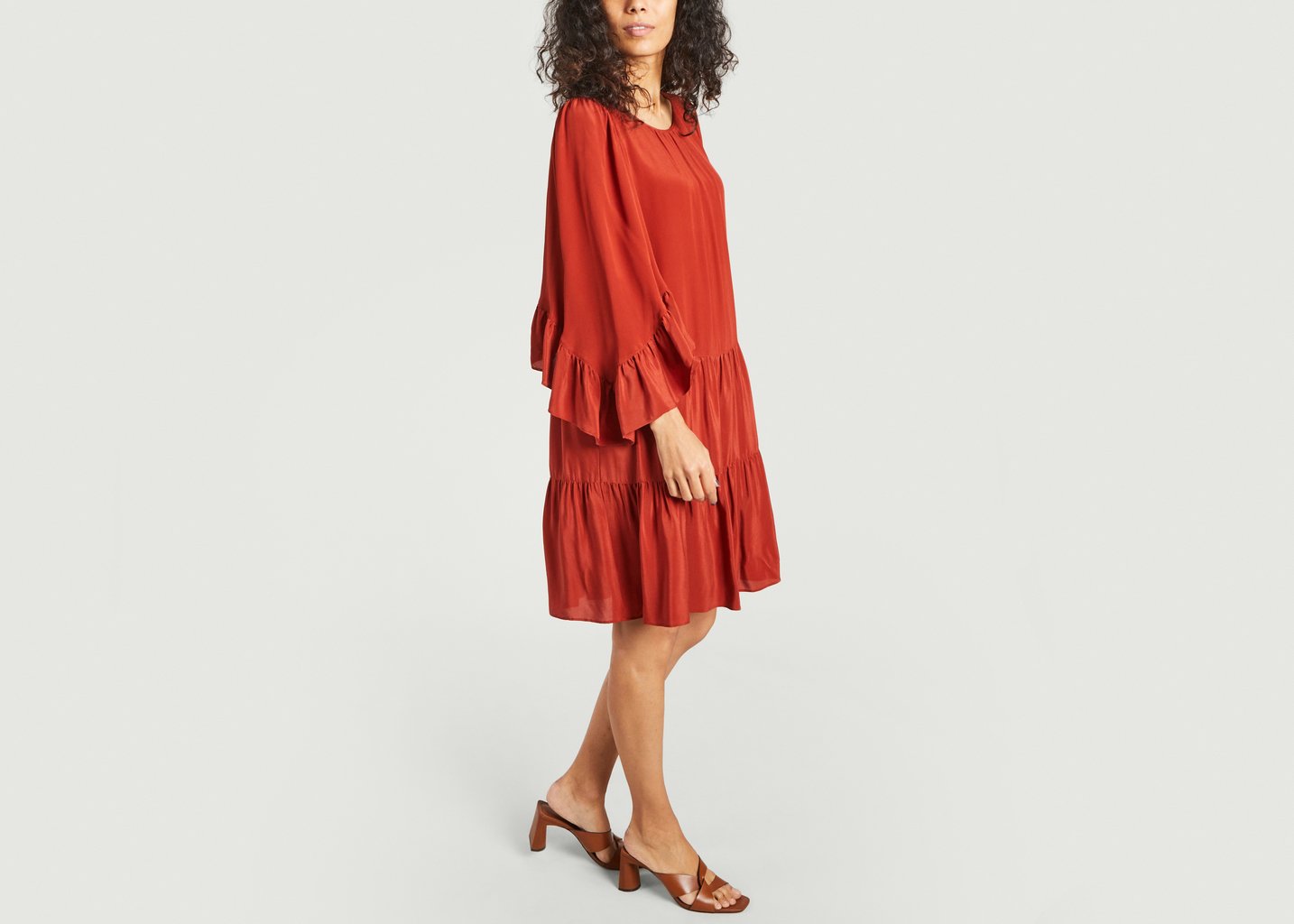 L'exception Robe Manches Volantées Rouge See By Chloé