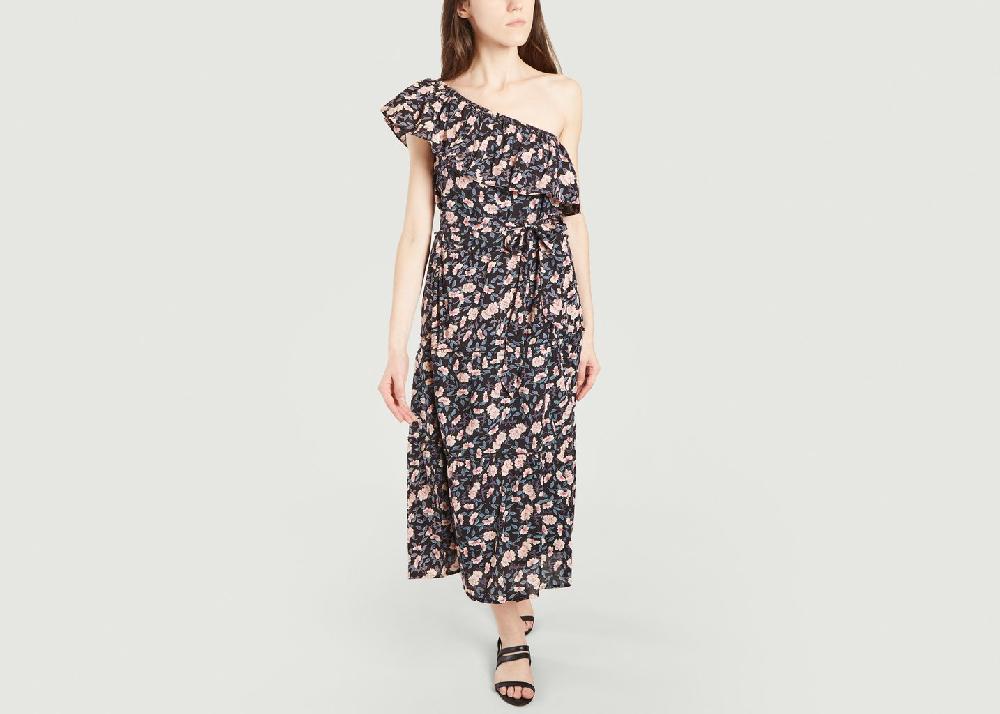 L'exception Robe Maxi Asymétrique Laureline Noir Petite Mendigote Paris
