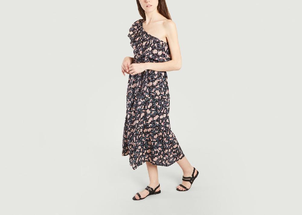 L'exception Robe Maxi Asymétrique Laureline Noir Petite Mendigote Paris