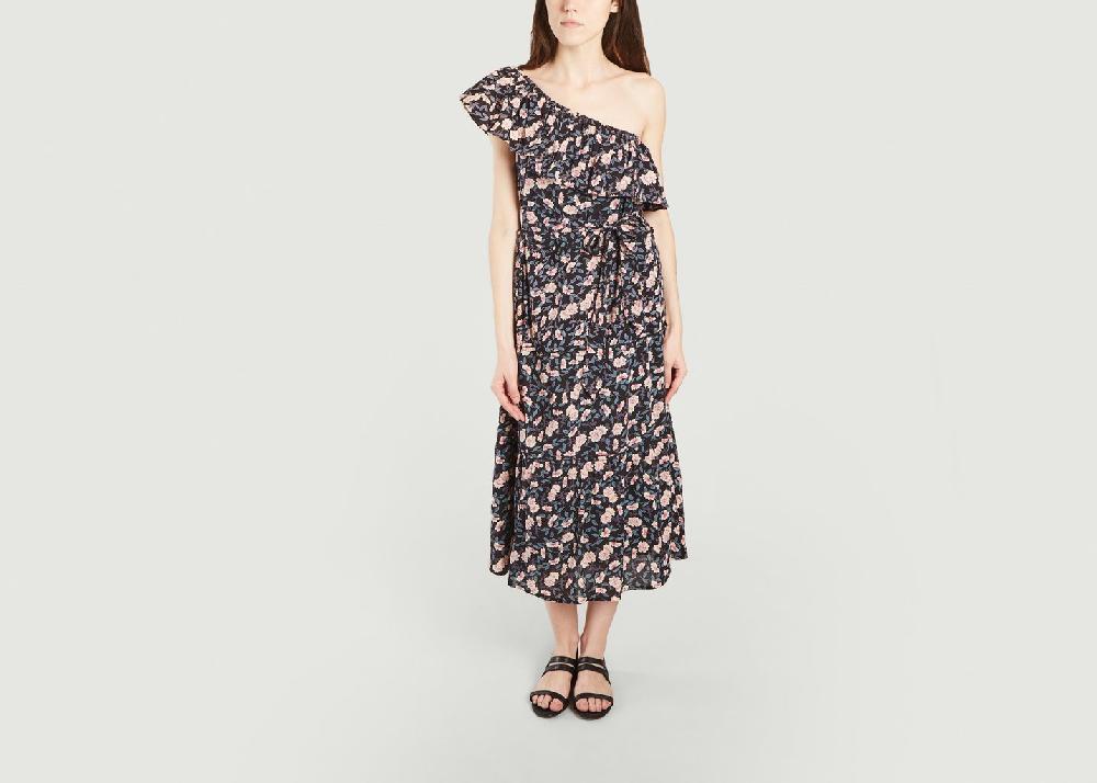 l'exception Robe maxi asymétrique Laureline Noir Petite Mendigote Paris