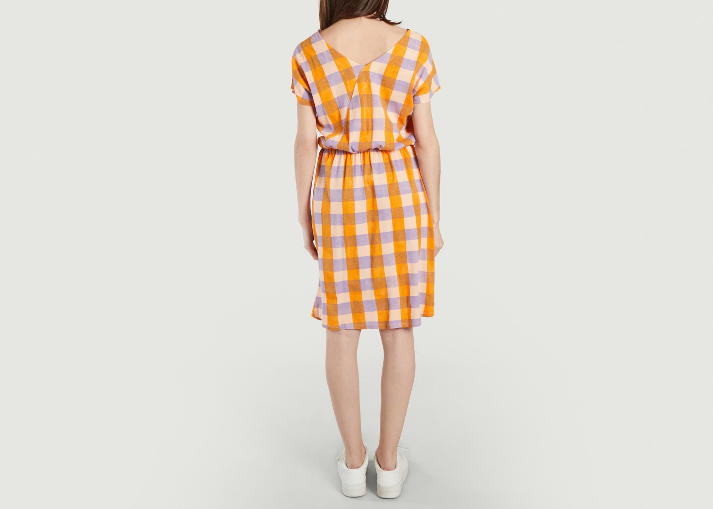 L'exception Robe Mi Longue à Carreaux Orange Bobo Choses
