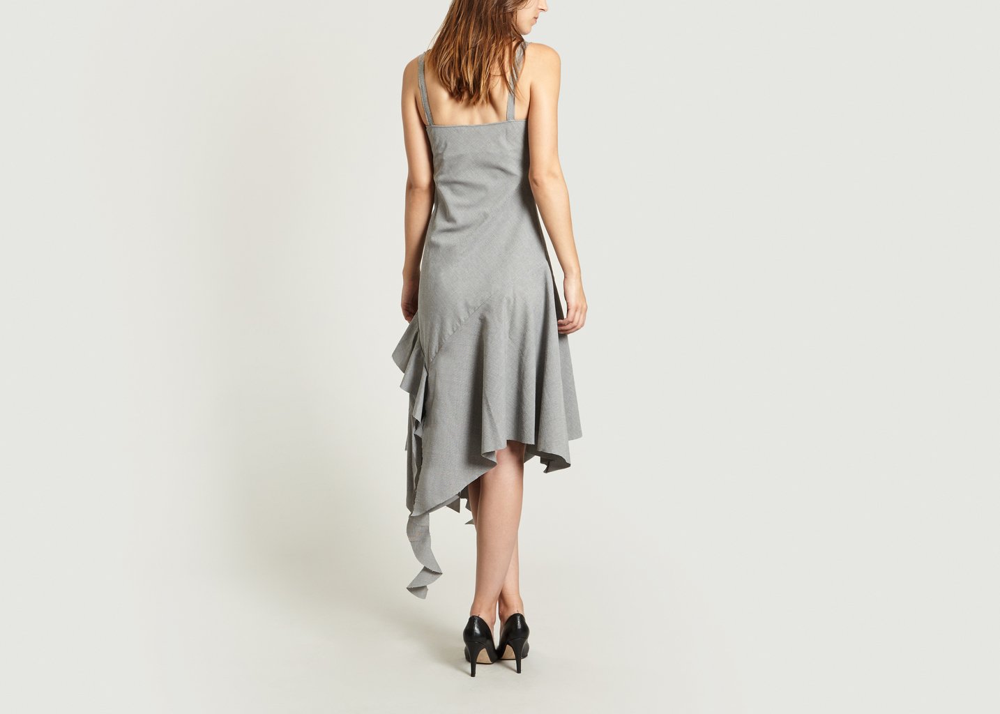 L'exception Robe Midi à Volants Anthracite Masha Ma
