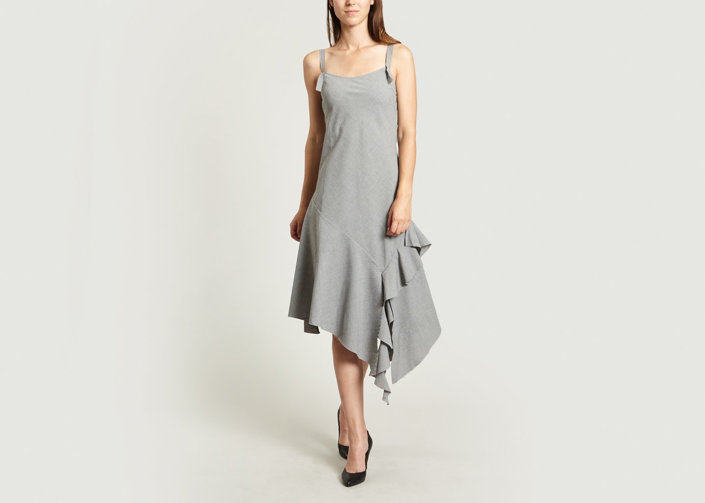 l'exception Robe Midi à Volants Anthracite Masha Ma