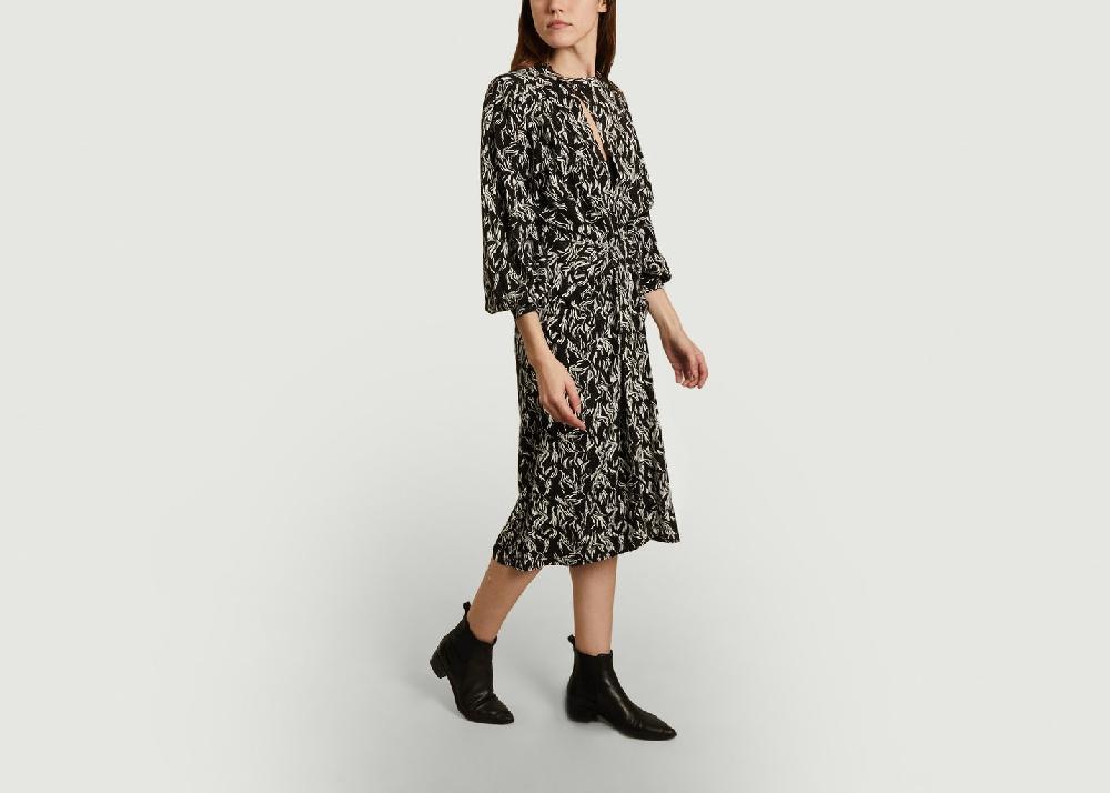 L'exception Robe Midi Imprimé Fantaisie Yakin Noir IRO Paris