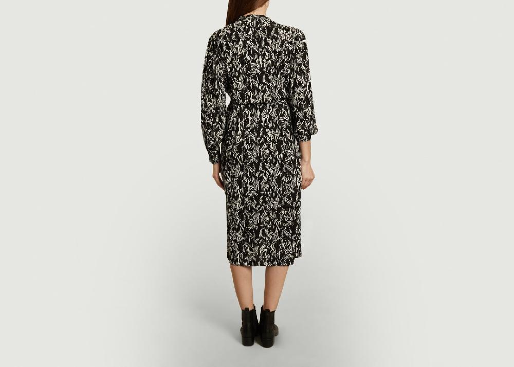 L'exception Robe Midi Imprimé Fantaisie Yakin Noir IRO Paris