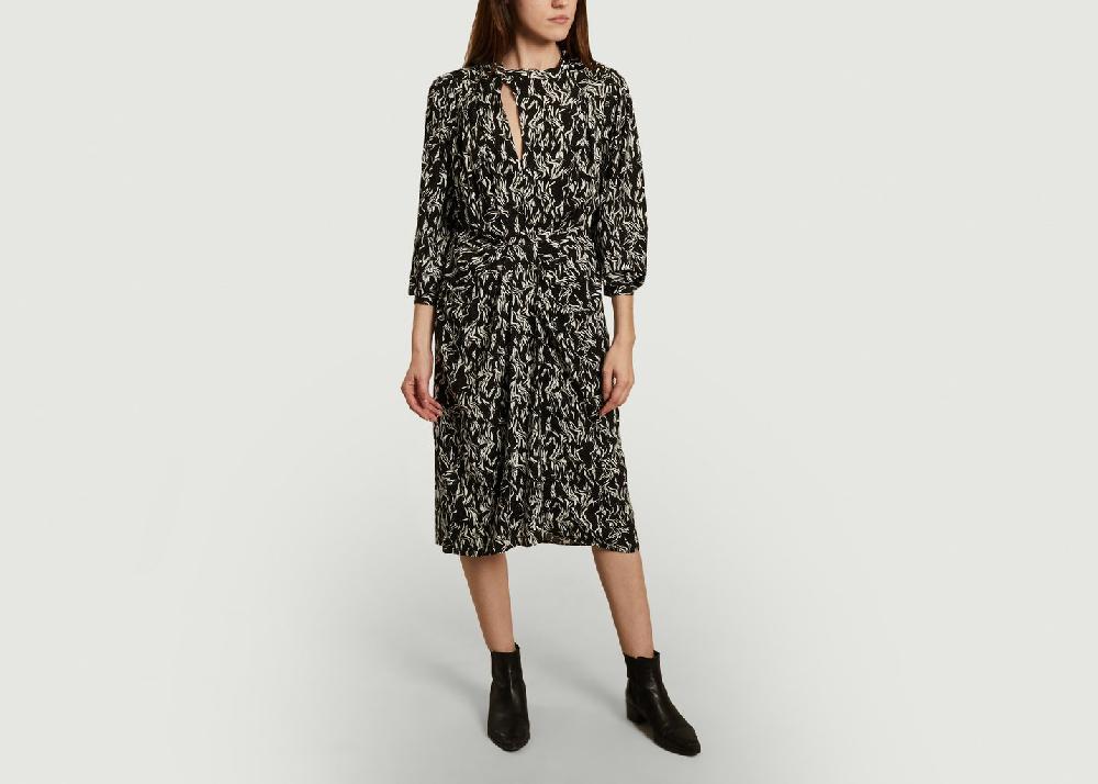 l'exception Robe midi imprimé fantaisie Yakin Noir IRO Paris