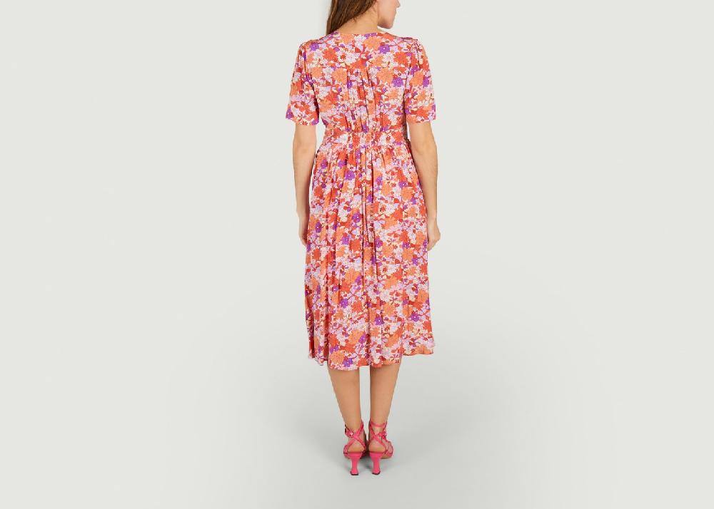 L'exception Robe Midi Imprimé Fleuri Casey Rouge Suncoo