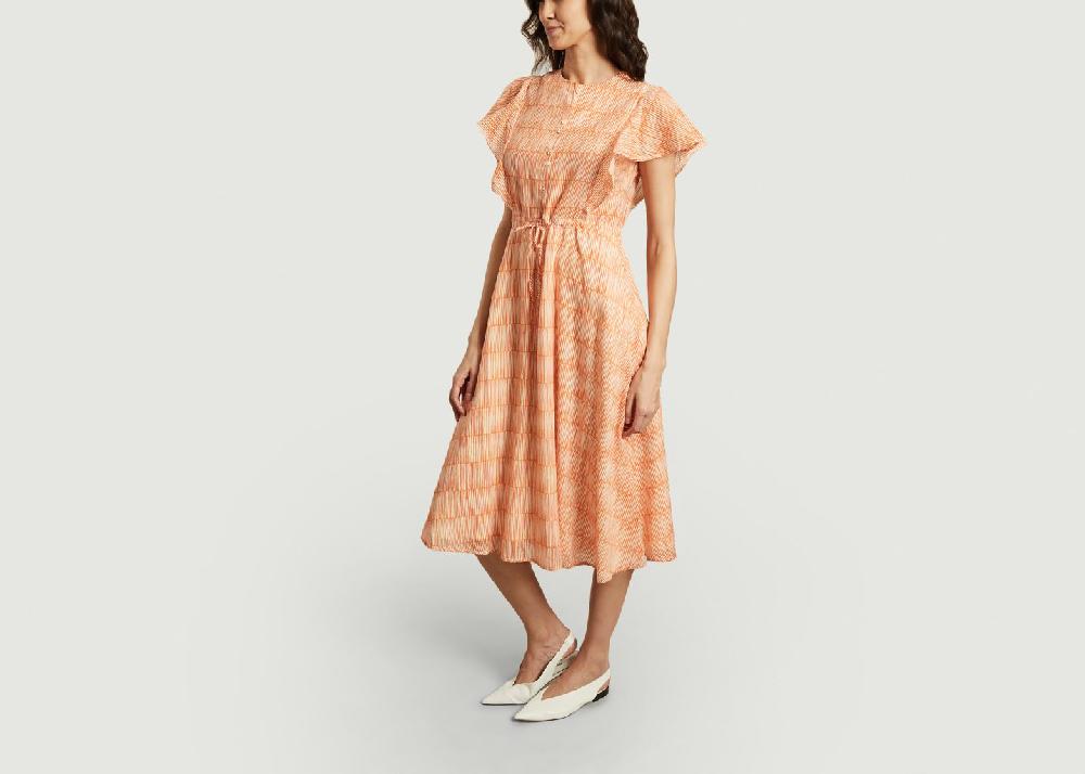 L'exception Robe Midi Imprimé Géométrique Rosana Les Epis Orange Tinsels