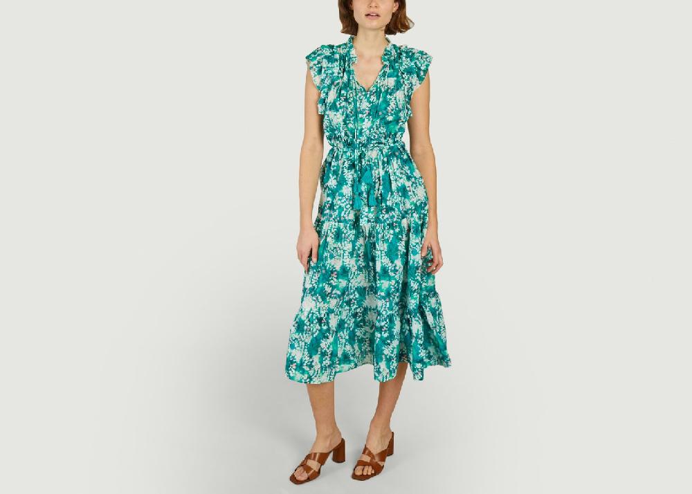 L'exception Robe Midi Imprimée En Coton Calipso Imprimé Suncoo