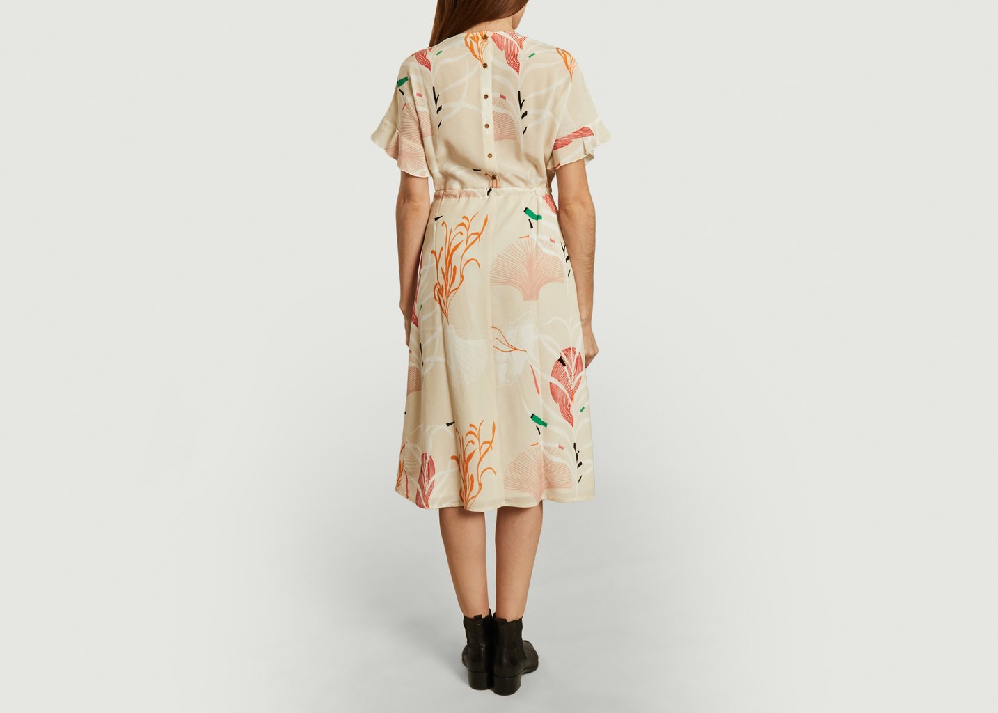 L'exception Robe Midi Imprimée Redha Juan Les Pins Ecru Tinsels