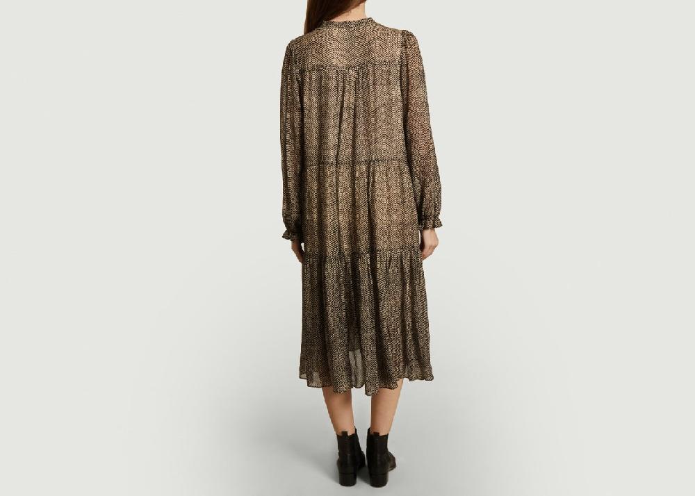L'exception Robe Midi Motif Zébré Manches Longues Severine Caramel Second Female