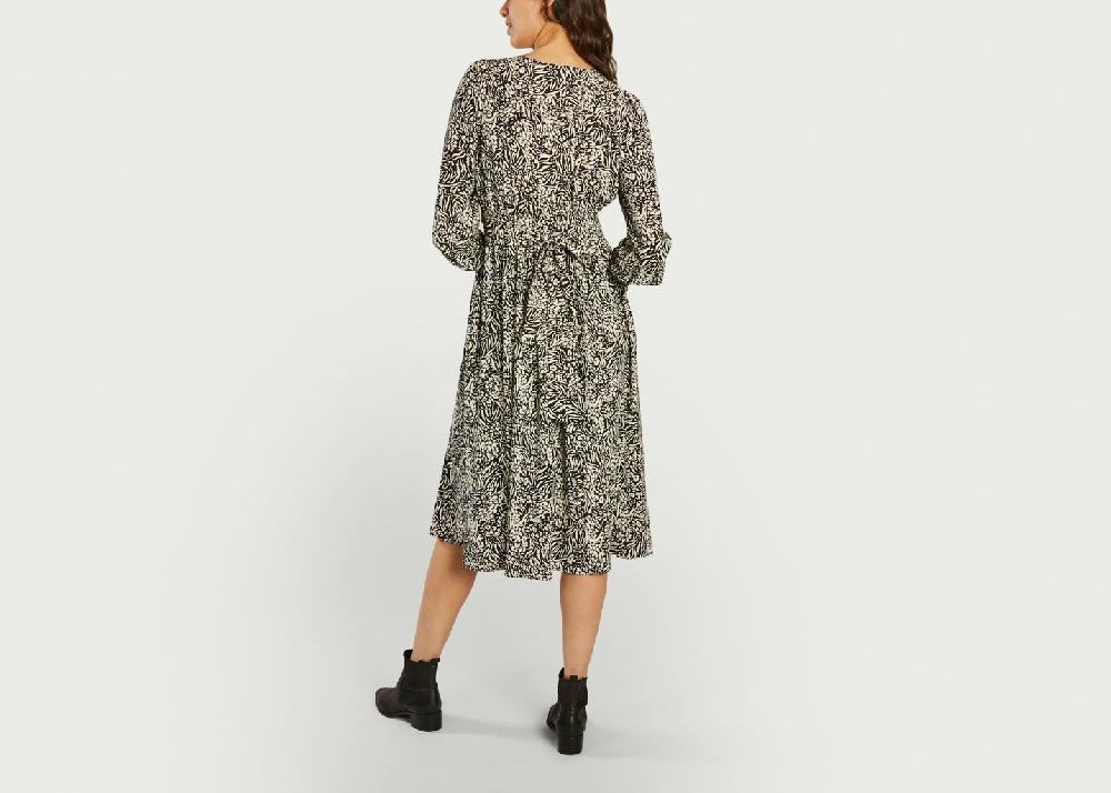 L'exception Robe Midi Portefeuille Motif Zébré Chelsea Noir Suncoo