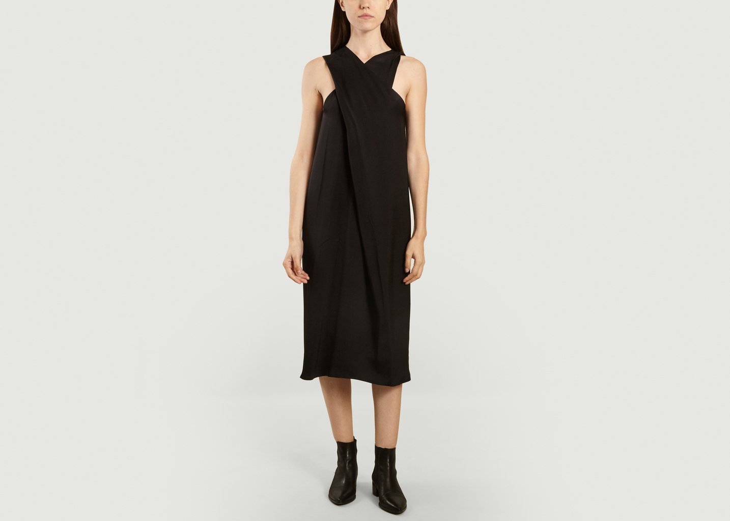 l'exception Robe midi sans manche Aluta Noir By Malene Birger