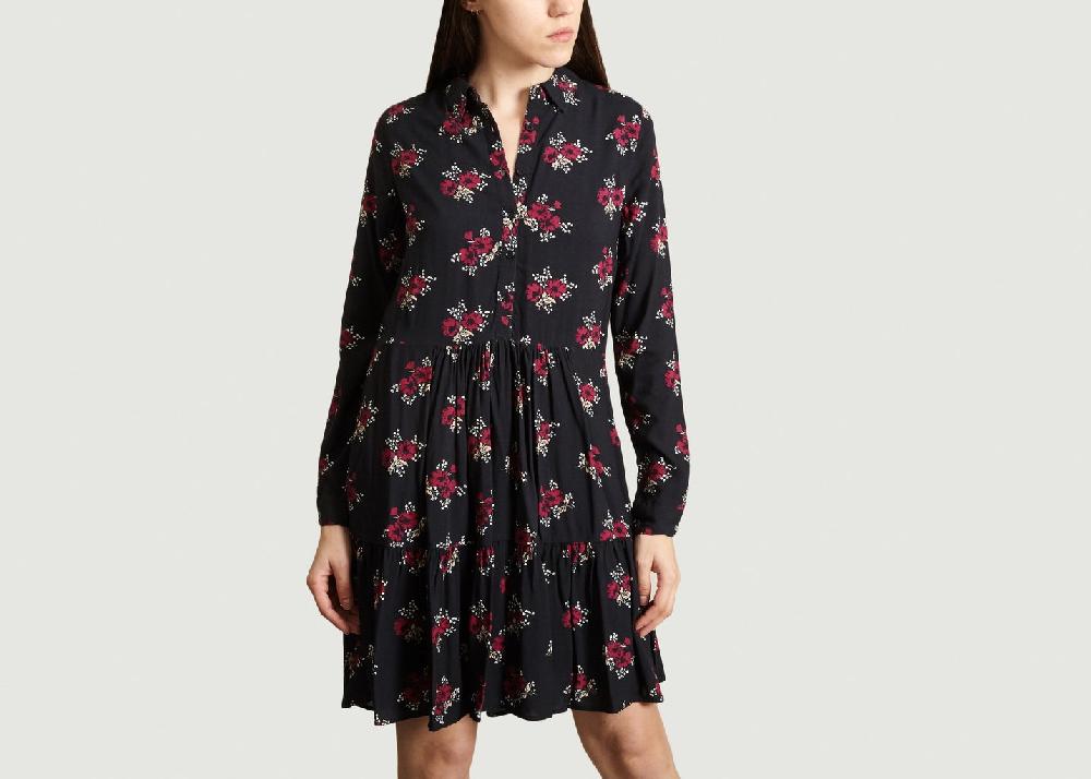 l'exception Robe Print Fleuri Elsa Noir Jolie Jolie