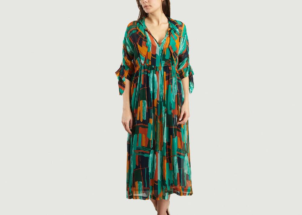 l'exception Robe Print Gallery Wheel Emeraude Roseanna