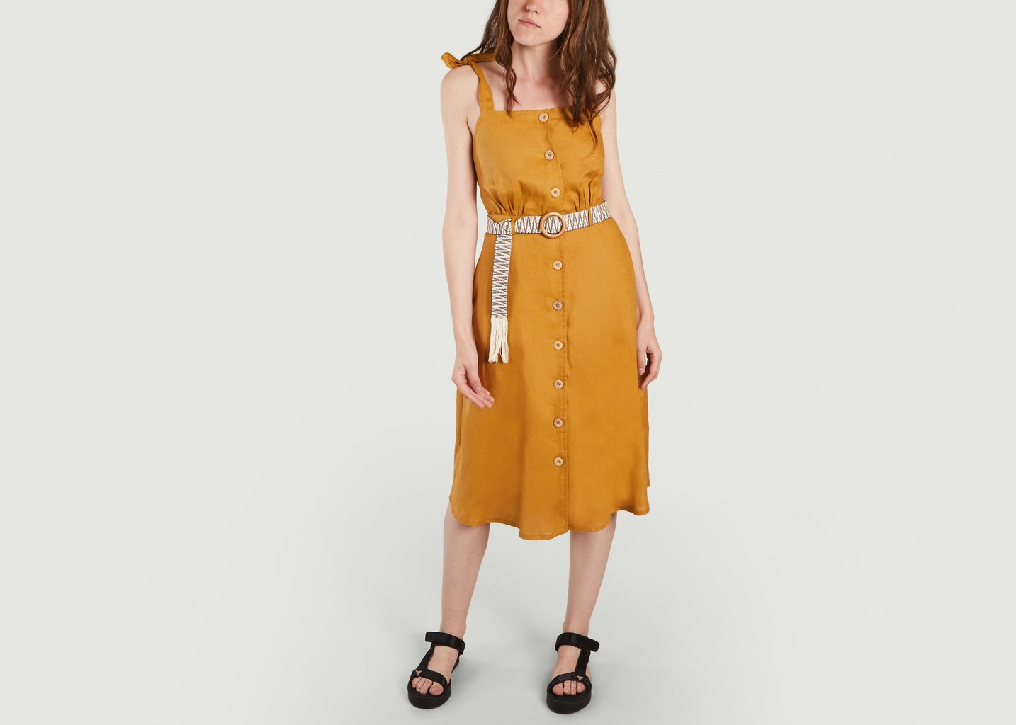 L'exception Robe Ricchi En Lin Ocre La Petite Française