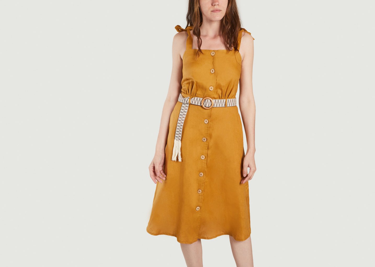 l'exception Robe Ricchi en lin Ocre La Petite Française