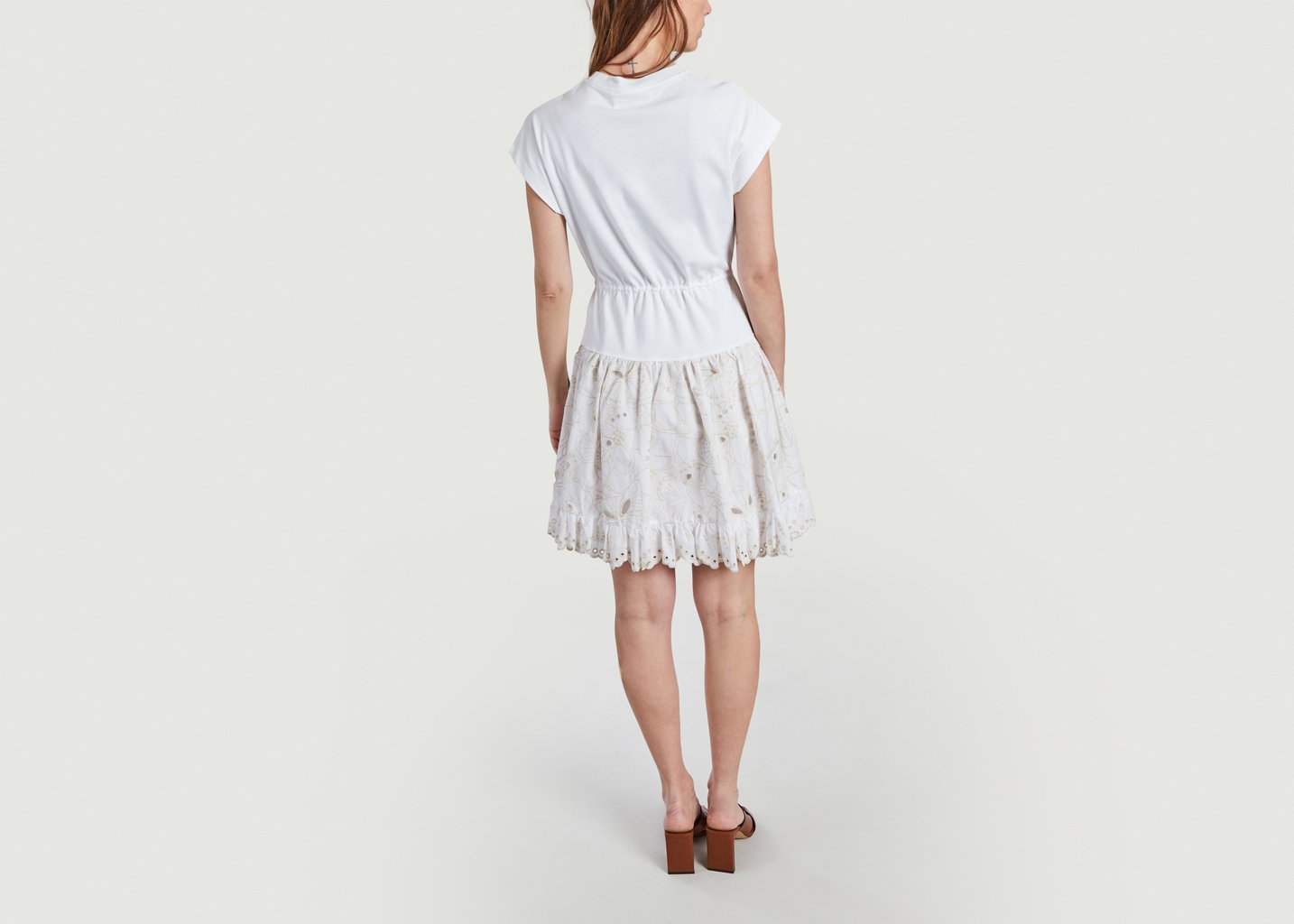 L'exception Robe T Shirt A Broderie Anglaise Blanc See By Chloé