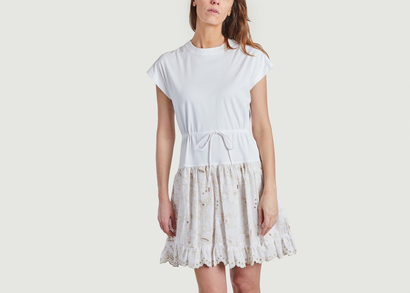 l'exception Robe T Shirt A Broderie Anglaise Blanc See by Chloé