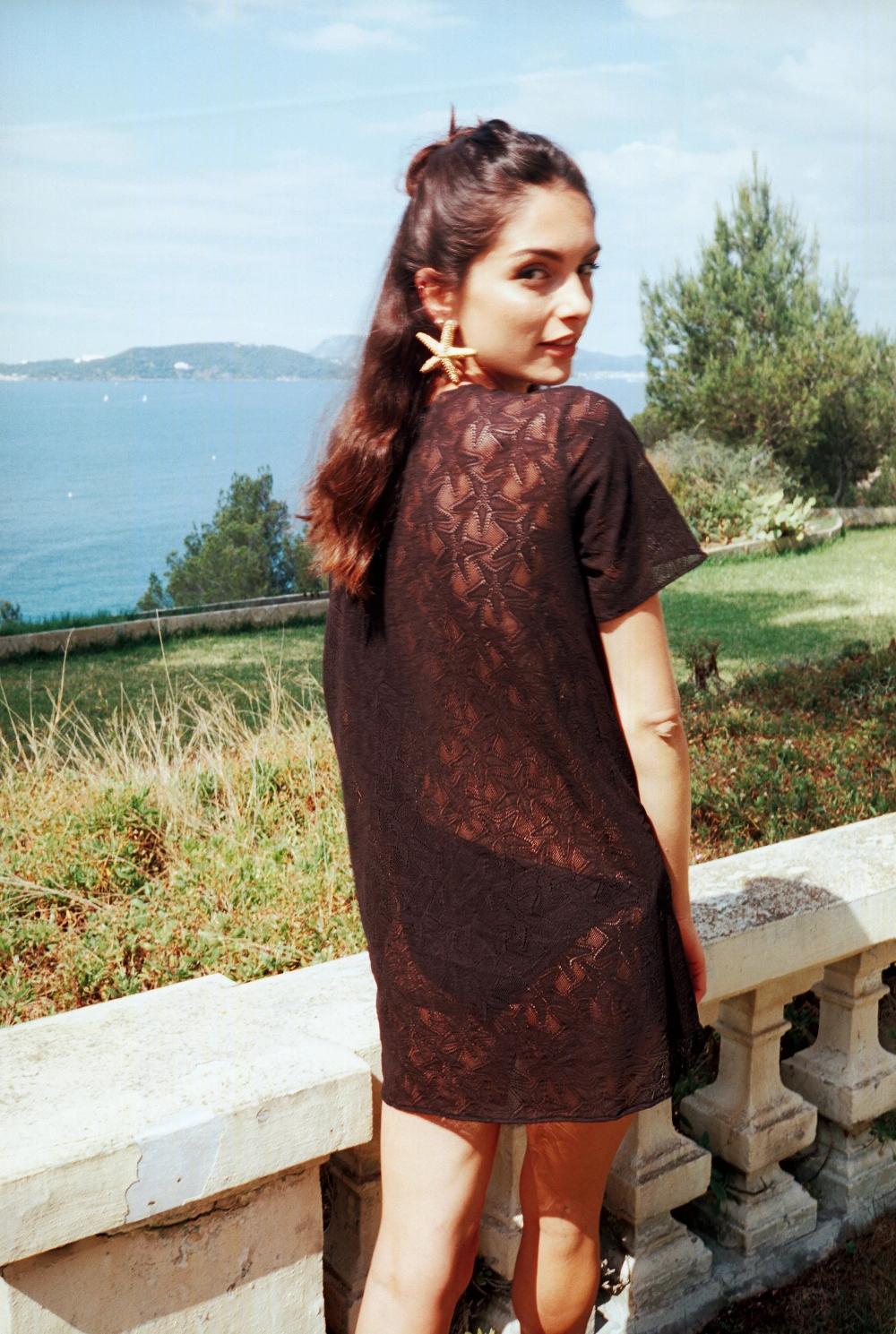 L'exception Robe T Shirt à Motifs Éoiles De Mer Noir Posidonie