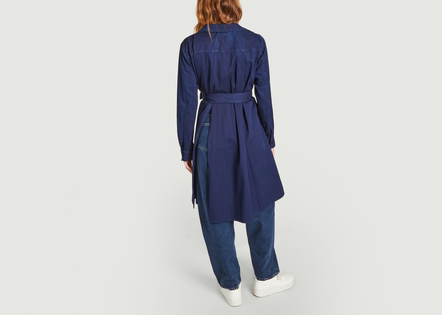 L'exception Robe Tunique Ceinturée Manches Longues Renatta Bleu Façon Jacmin