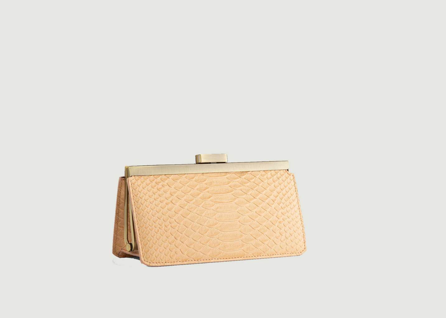 L'exception Sac Pochette En Cuir Effet Croco Jeanne Baguette Rose Pâle Tammy & Benjamin