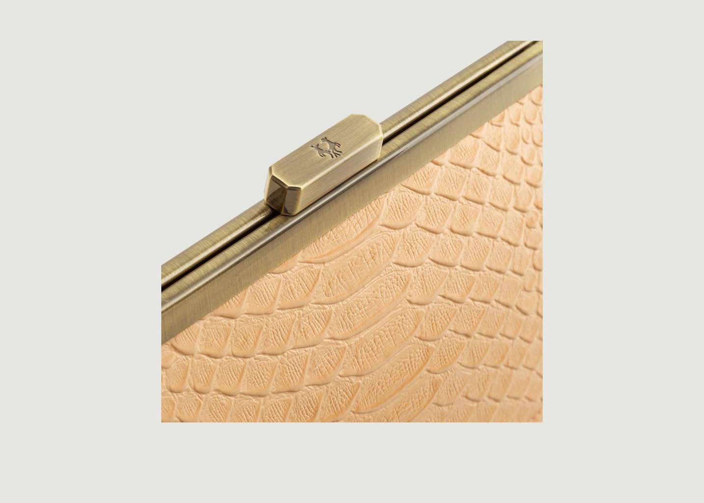 L'exception Sac Pochette En Cuir Effet Croco Jeanne Baguette Rose Pâle Tammy & Benjamin