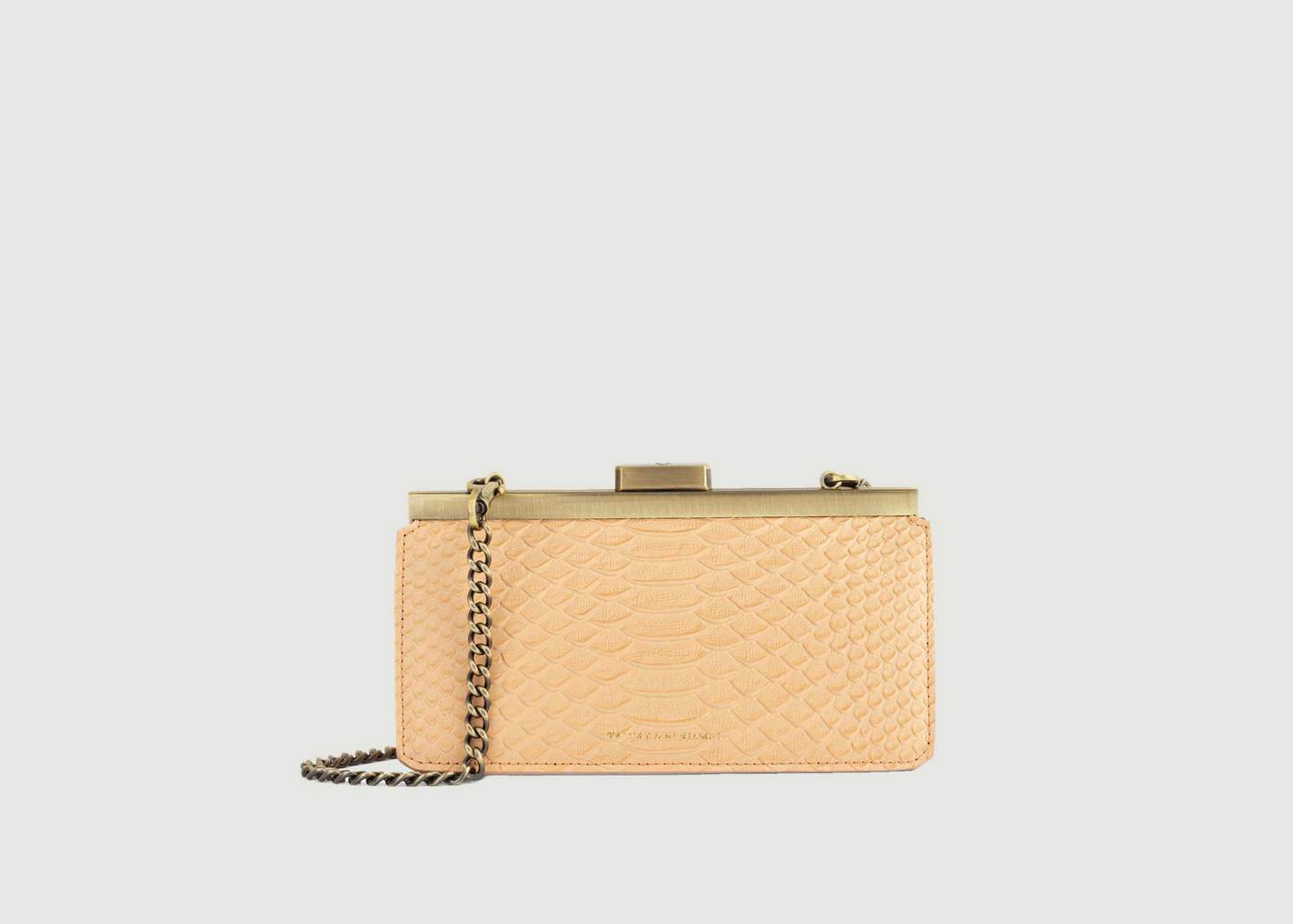 l'exception Sac pochette en cuir effet croco Jeanne baguette Rose Pâle Tammy & Benjamin