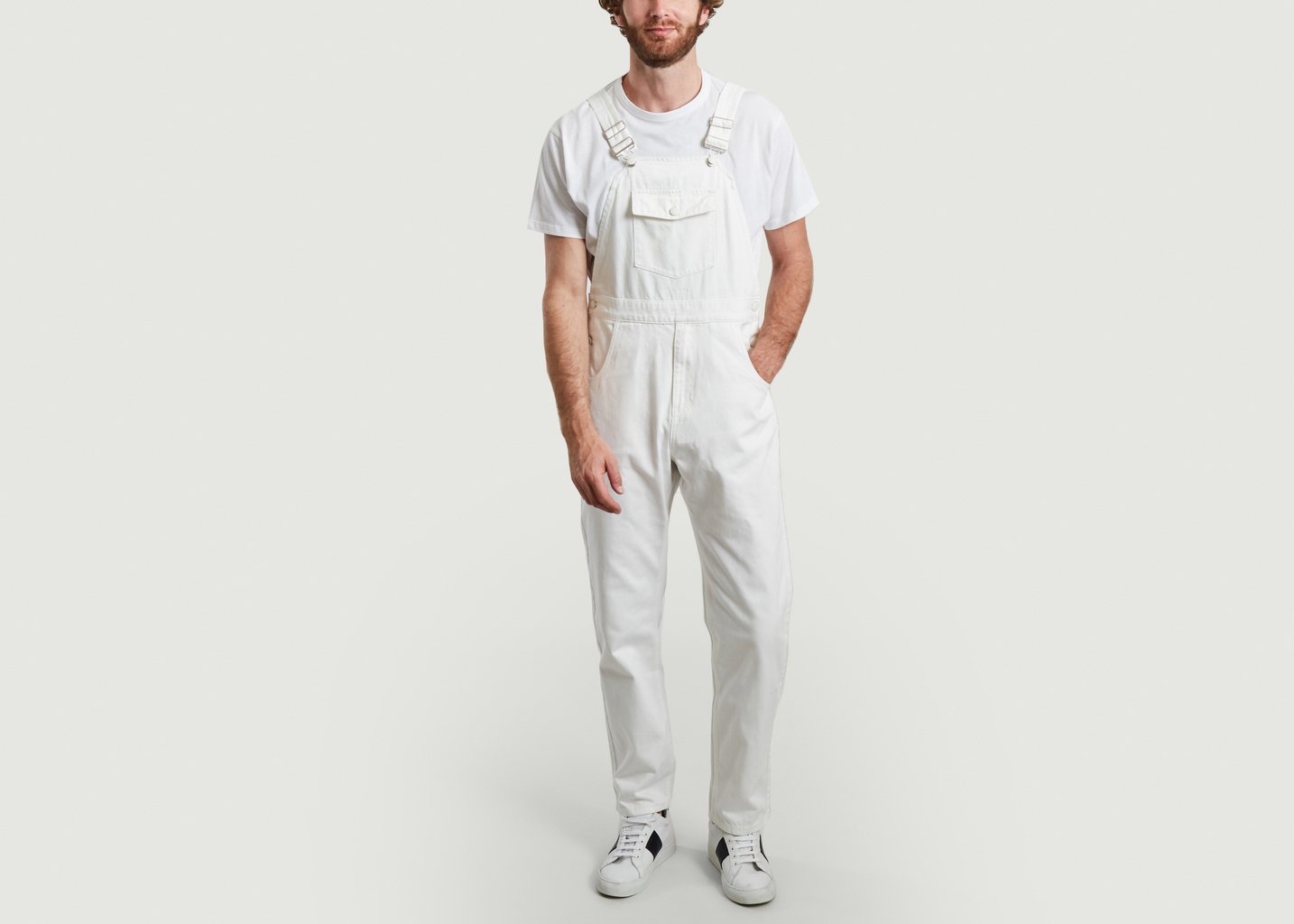 L'exception Salopette En Denim Teinté à Poches Blanc M.C. Overalls
