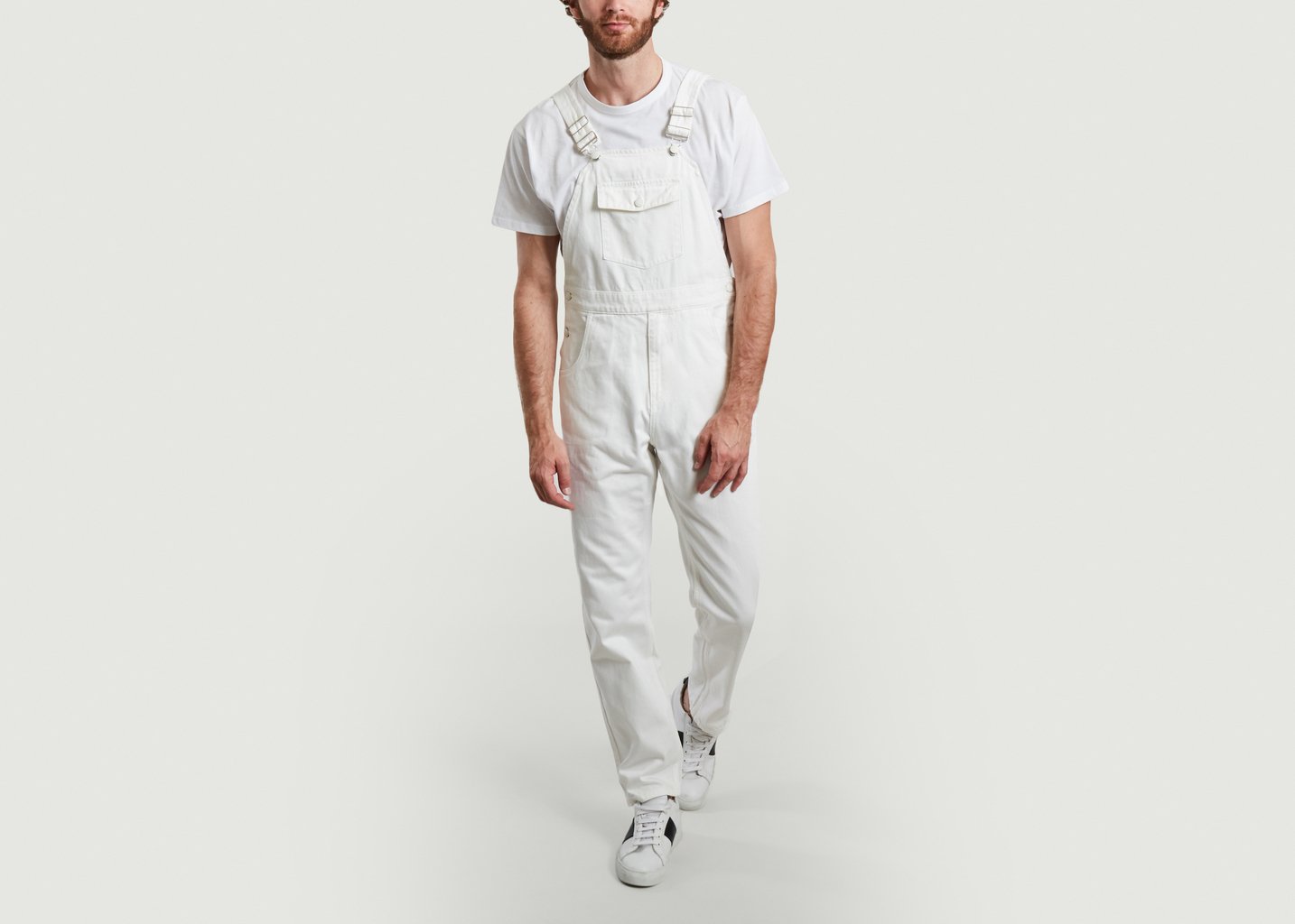 l'exception Salopette en denim teinté à poches Blanc M.C. Overalls