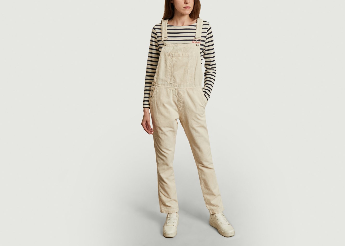 l'exception Salopette en velours Pandol Blanc Hartford