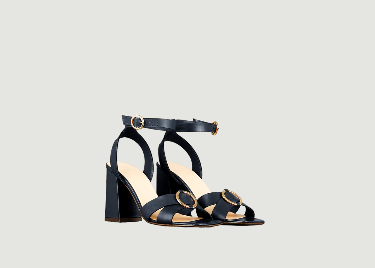 l'exception Sandale à talon IO en cuir naturel Bleu Marine Tila March