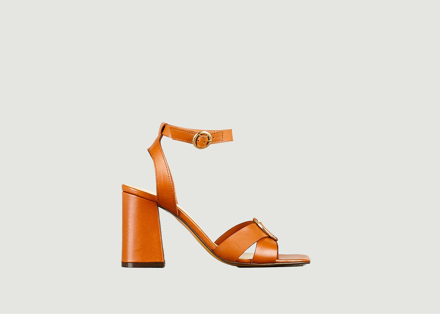 L'exception Sandale à Talon IO En Cuir Naturel Camel Tila March