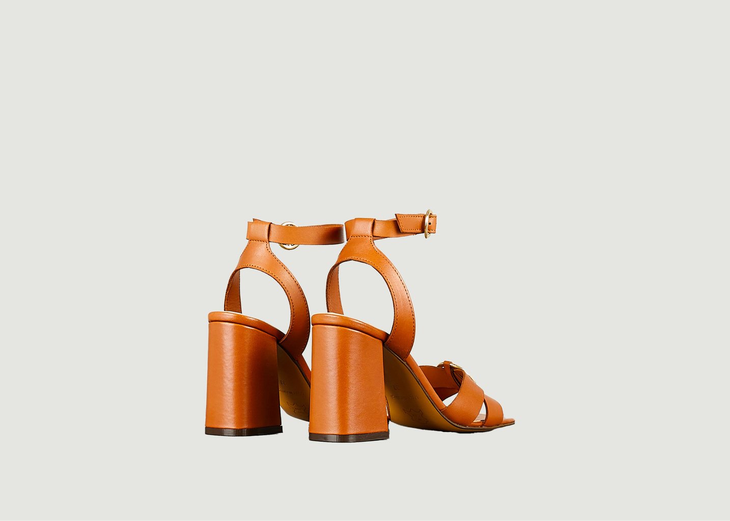 L'exception Sandale à Talon IO En Cuir Naturel Camel Tila March