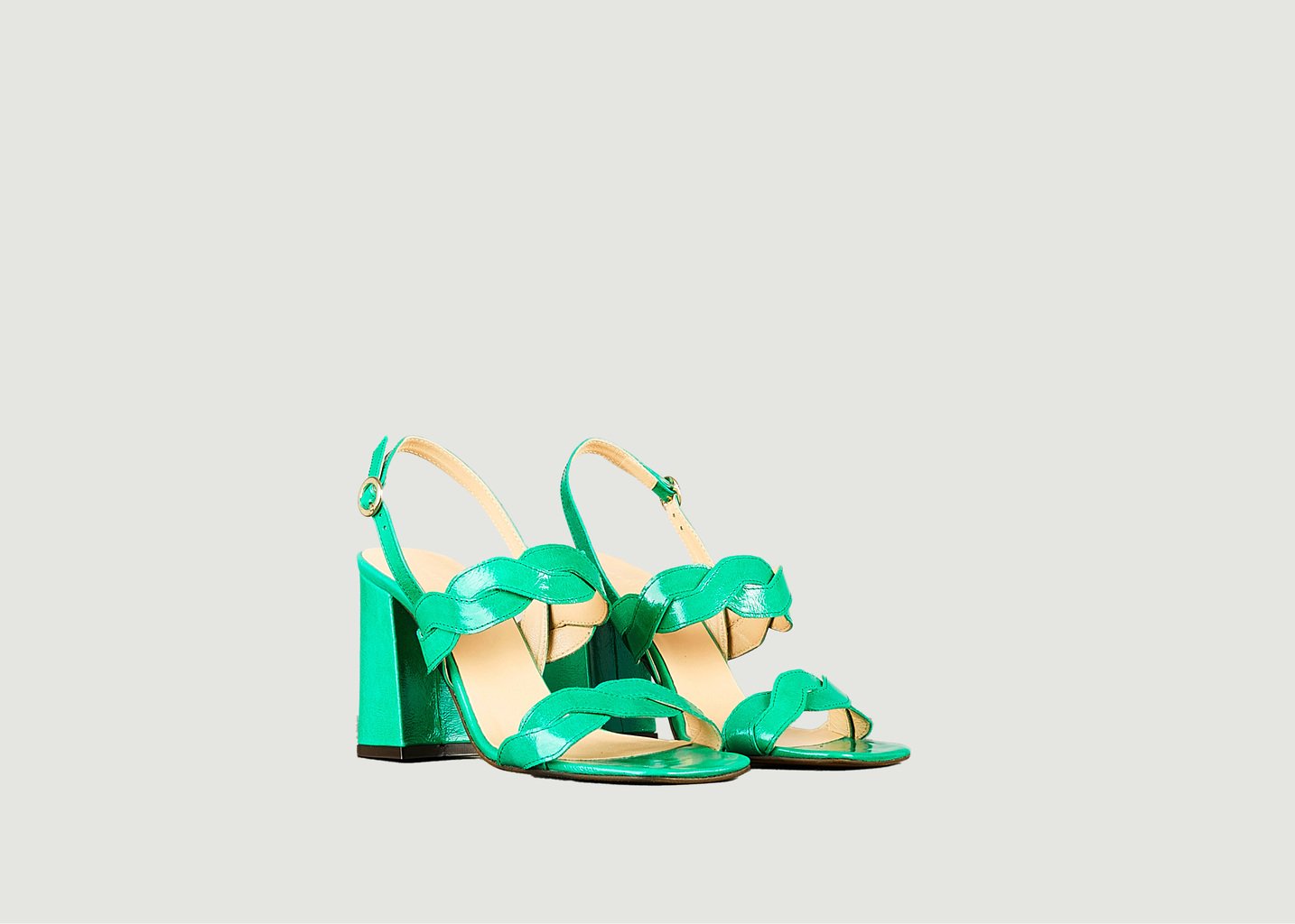 l'exception Sandale à talon Rhea en cuir verni souple Vert Tila March